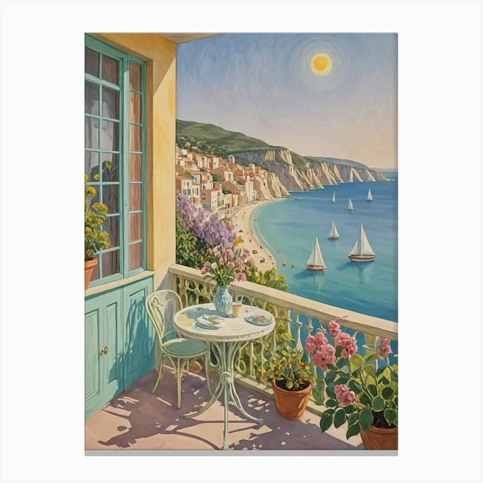 Balcony With Sailboats Canvas PrintDP by Daydream Pacific