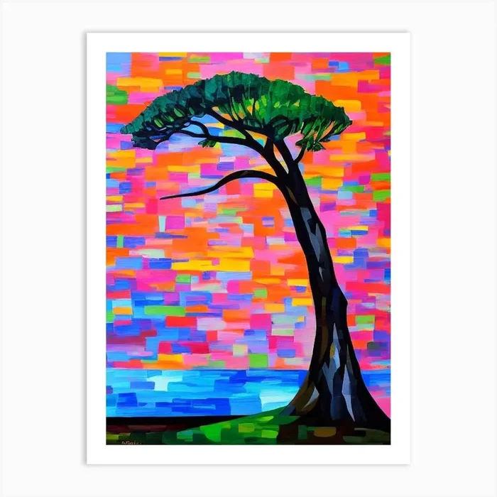 Bald Cypress Tree Cubist 2 Art PrintAI by Arboreal Impressions
