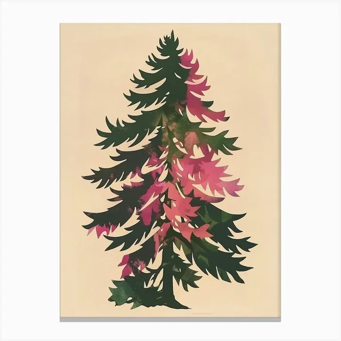 Balsam Tree Colourful Illustration 3 Canvas Print by Bough And Bloom Artistry