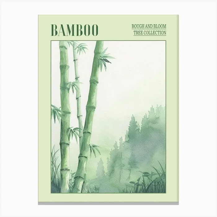 Bamboo Tree Atmospheric Watercolour Painting 1 Poster Canvas Print by Bough And Bloom Artistry