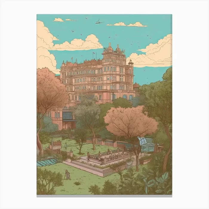 Bangalore India Travel Illustration 4 Canvas Print by Fusion Designs