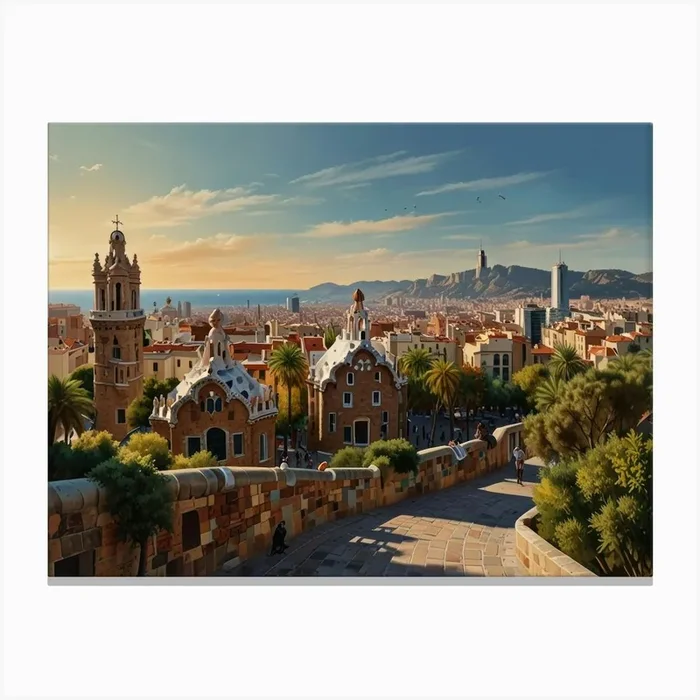 Barcelona Cityscape art 1 Canvas PrintS by Saiful