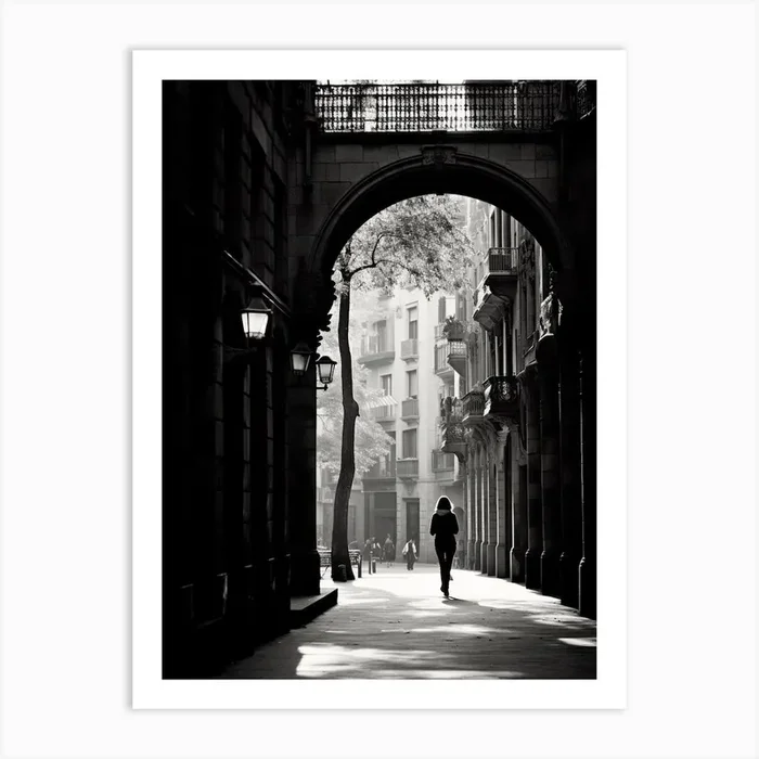 Barcelona, Spain, Black And White Analogue Photography 3 Art Print by Monochrome Vistas