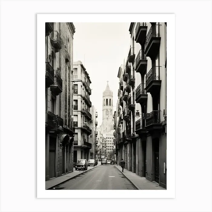 Barcelona, Spain, Mediterranean Black And White Photography Analogue 1 Art Print by Monochrome Vistas