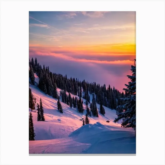 Bardonecchia, Italy Sunrise Skiing Poster Canvas Print by Piste Posters