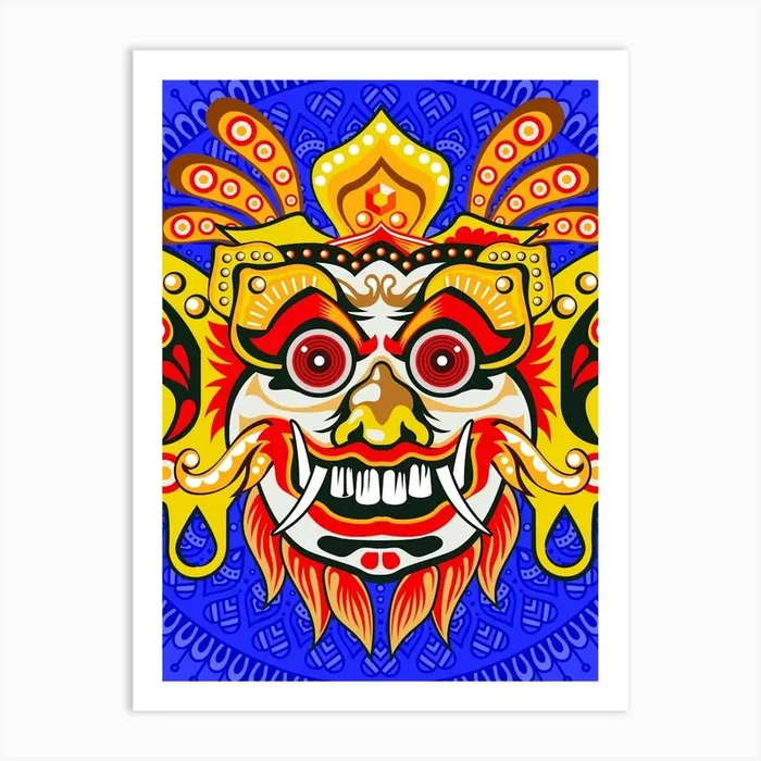 Barong / Balinese mask / Bali mask Art Print by Synthwave1950