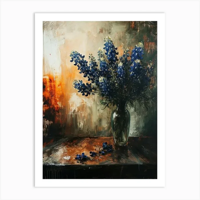 Baroque Floral Still Life Bluebonnet 7 Art Print by Botanic Studio