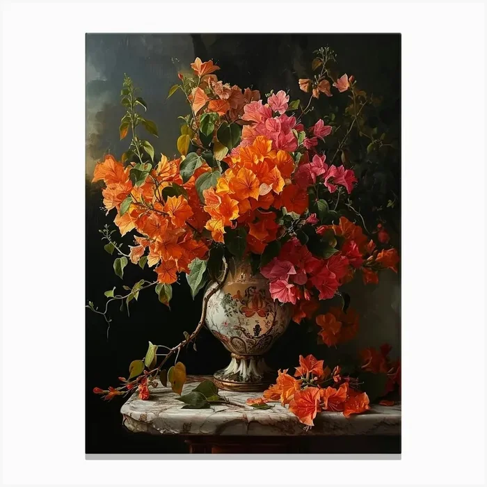 Baroque Floral Still Life Bougainvillea 2 Canvas Print by Botanic Studio