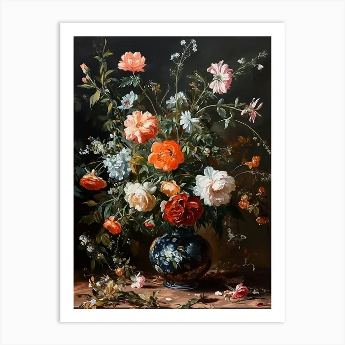 Baroque Floral Still Life Everlasting Flowers 3 Art Print by Botanic Studio