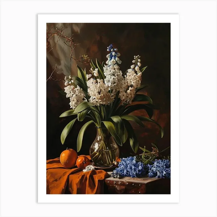 Baroque Floral Still Life Hyacinth 1 Art Print by Botanic Studio