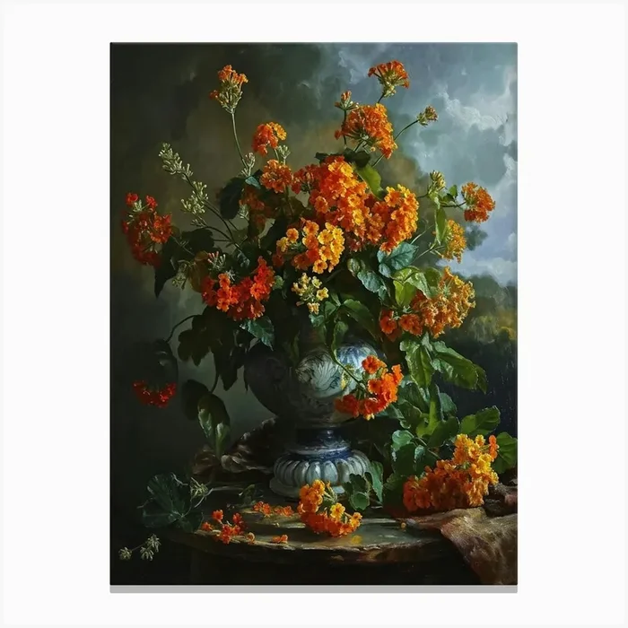 Baroque Floral Still Life Lantana 2 Canvas Print by Botanic Studio