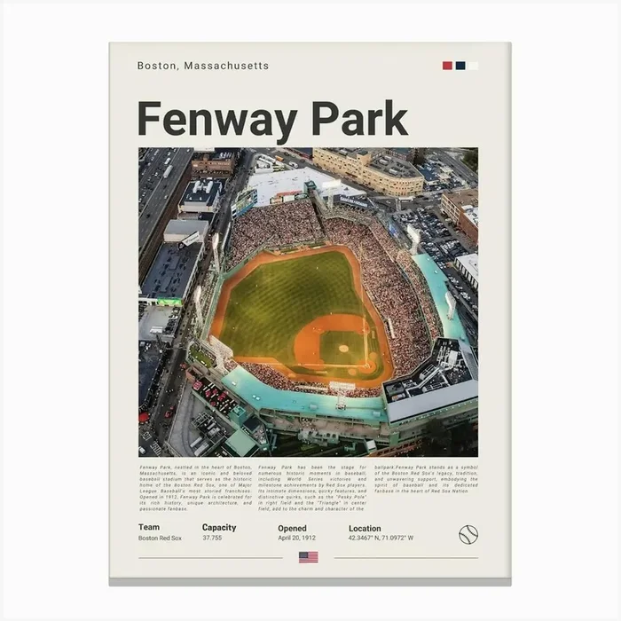 Baseball – Boston Red Sox – Fenways Park 3 Canvas Print by Anwir