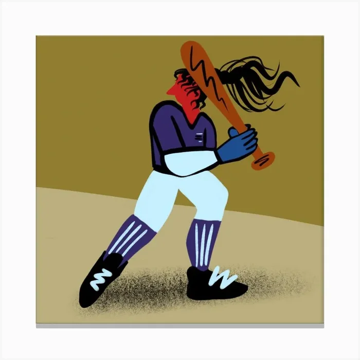 Baseball Girl Square Canvas Print by Alexandra Ramirez