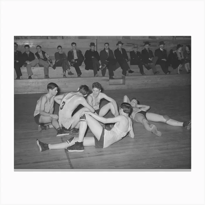 Basketball Players Resting Between Periods, Eufaula, Oklahoma By Russell Lee Canvas Print by Fy! Classic Art Prints and Posters