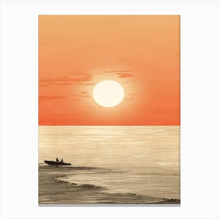 Bateau Bay Beach Australia At Sunset Golden Tones 2 Canvas Print by Sand & Surf Prints