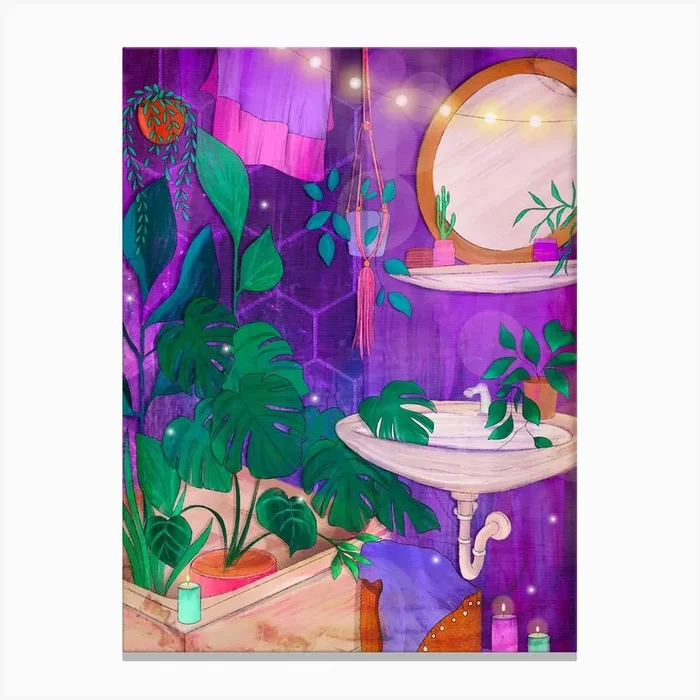 Bathroom Magick Canvas Print by Olivia Bürki Design