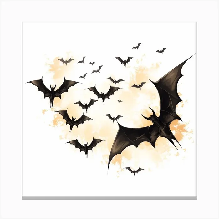 Bats Flying 1 Canvas Print by PaigeDesigns