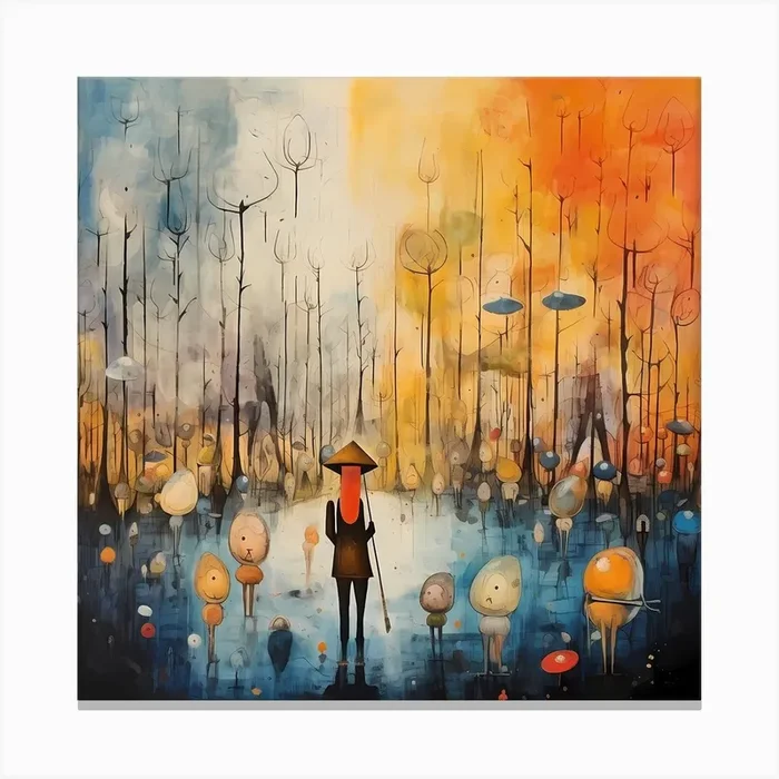 Bauhaus Bliss: Abstract Watercolour Dance in Harmonic Tones Canvas Print by Quantum Vivid Digital Art