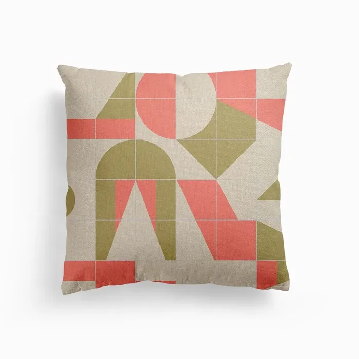 Bauhaus Tiles Shapes Canvas Cushion by Ninola Design
