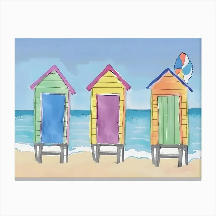 Beach Huts 8 Canvas PrintA by ArtMart