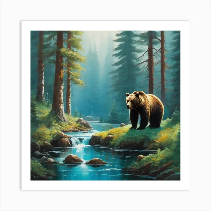 Bear In The Forest Art Print by Cats for you