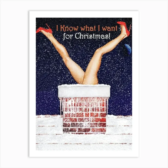 Beautiful Legs Stuck In A Chimney, Funny Holiday Poster Art Print by Vintage Spirit