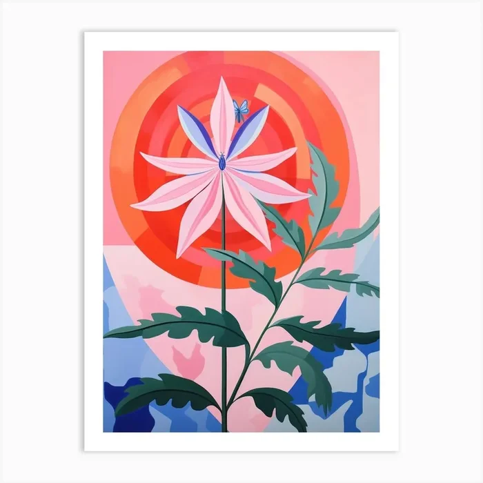 Bee Balm 2 Hilma Af Klint Inspired Pastel Flower Painting Art Print by Botanic Studio