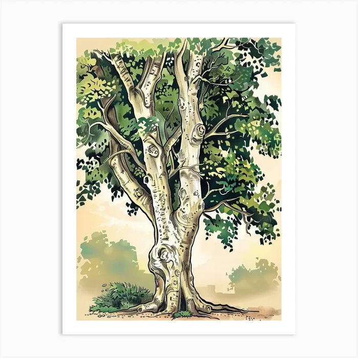 Beech Tree Storybook Illustration 4 Art Print by Bough And Bloom Artistry