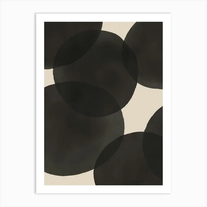 Beige Black Circles Art Print by Melloi Art Prints