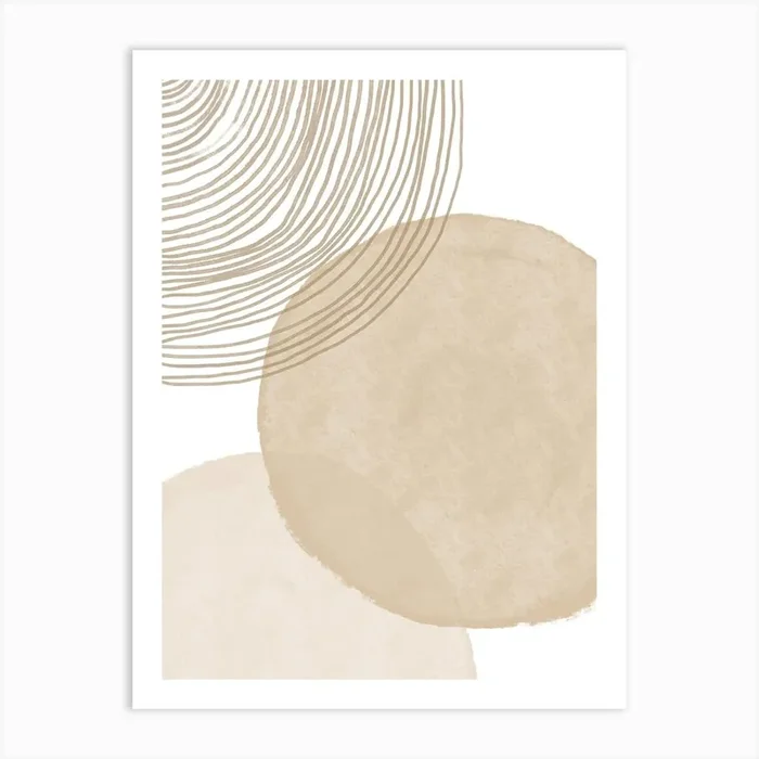 Beige Circles Line Art Art Print by Melloi Art Prints