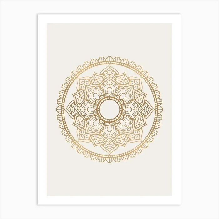 Beige Mandala No 136 D Art Print by Szafranscy Art Studio