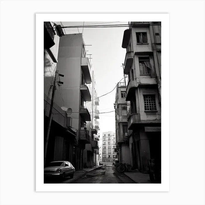 Beirut, Lebanon, Mediterranean Black And White Photography Analogue 8 Art Print by Monochrome Vistas