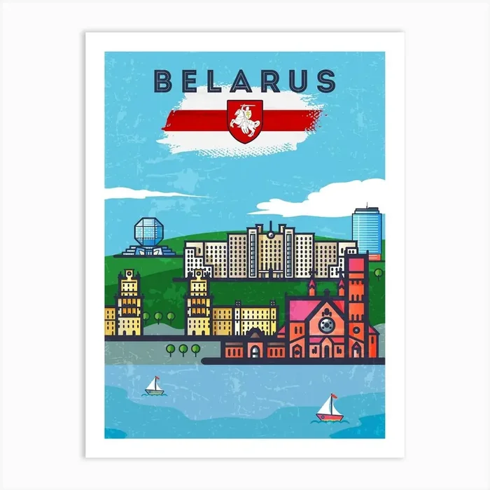 Belarus — Retro travel minimalist art poster 3 Art Print by Synthwave1950