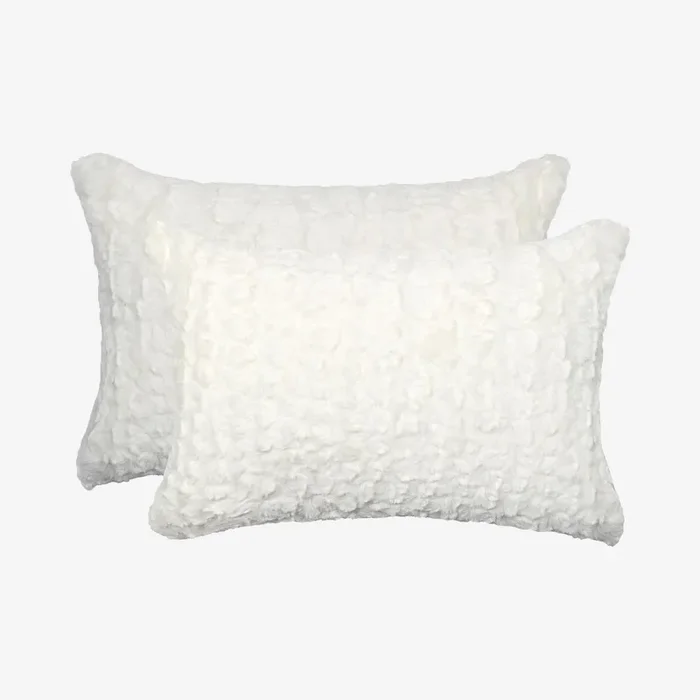 Belton Faux Fur Pillows – Ivory Mink – Set of 2 by Luxe Faux Fur