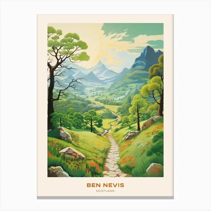 Ben Nevis Scotland 3 Hike Poster Canvas Print by WanderWall Prints