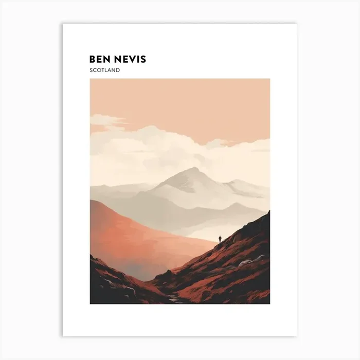 Ben Nevis Scotland 8 Hiking Trail Landscape Poster Art Print by WanderWall Prints