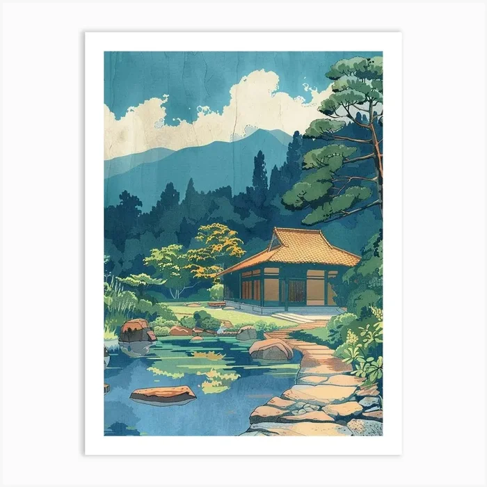 Beppu Japan 1 Retro Illustration Art Print by Japan Journey