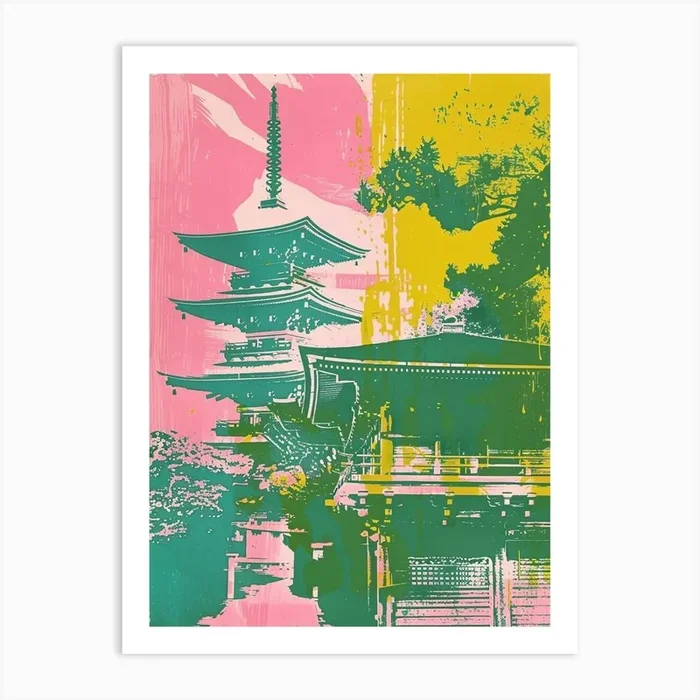 Beppu Japan Retro Duotone Silkscreen 1 Art Print by Japan Journey