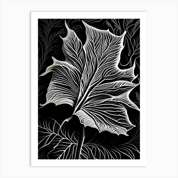 Bergamot Leaf Linocut 5 Art PrintL& by Leaf & Stem Studio
