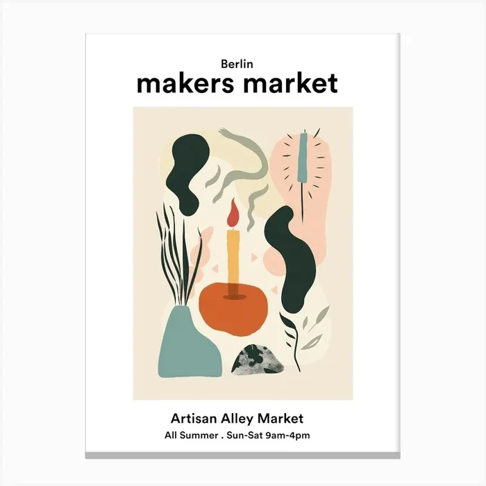 Berlin Artisan Alley Market Canvas Print by Abstract Art Expressions