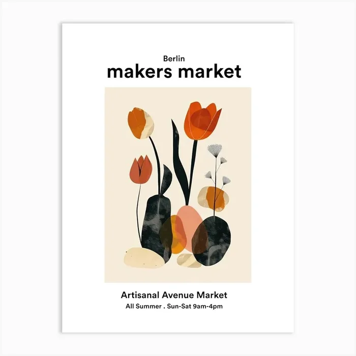 Berlin Artisanal Avenue Market 4 Art Print by Abstract Art Expressions