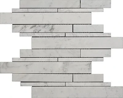 Bianco Carrara Polished Marble Mosaic Random Strips