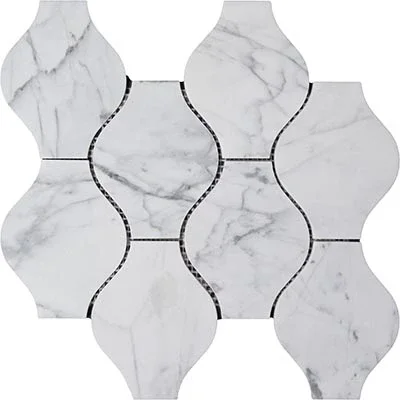 Bianco Carrara Polished Marble Mosaic Vase