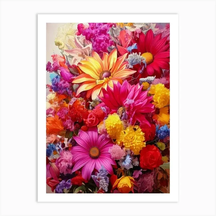 Big Bunch Of Exotic Flowers Art Print by Theo’s Picture Factory