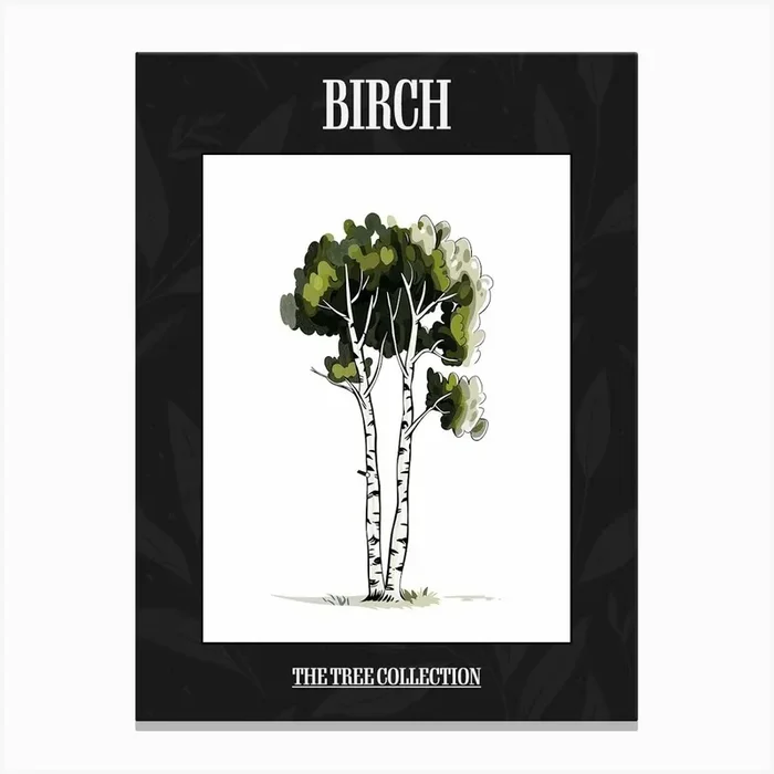 Birch Tree Pixel Illustration 2 Poster Canvas Print by Bough And Bloom Artistry
