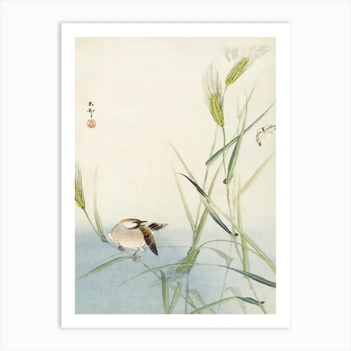 Bird And Butterfly (1900 1930), Ohara Koson Art Print by Fy! Classic Art Prints and Posters