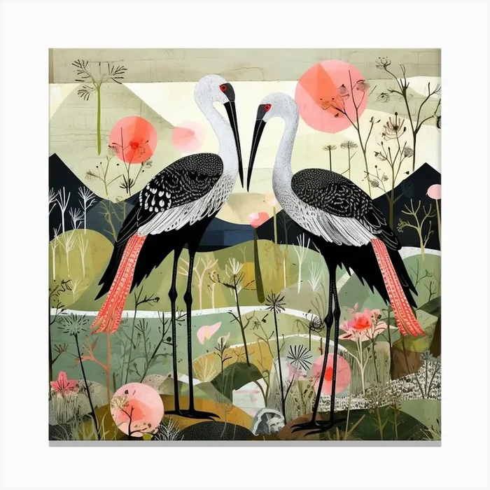 Bird In Nature Stork 1 Canvas Print by Feathered Muse