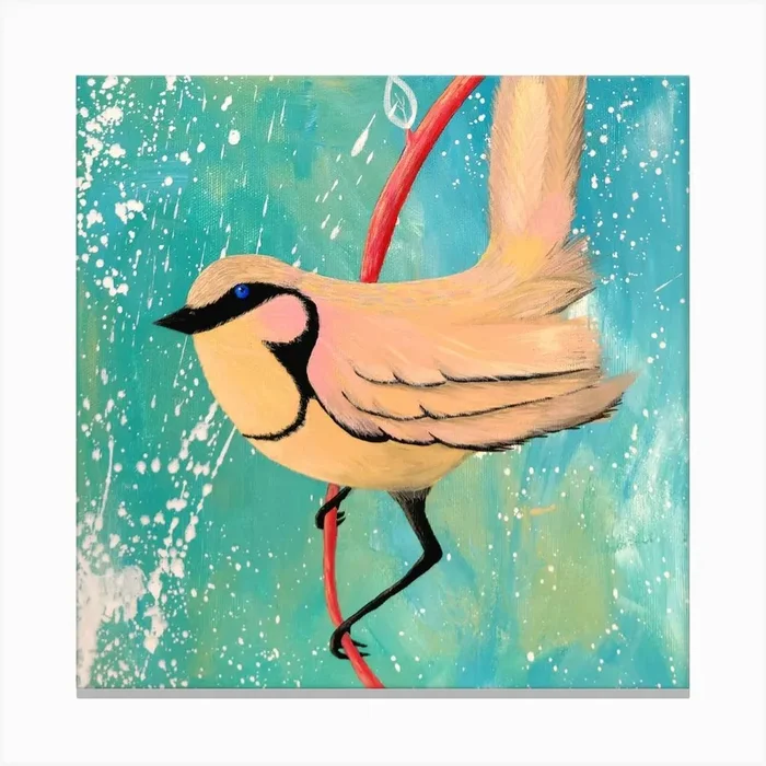 Bird On A Branch 1 Canvas Print by Olya Enina