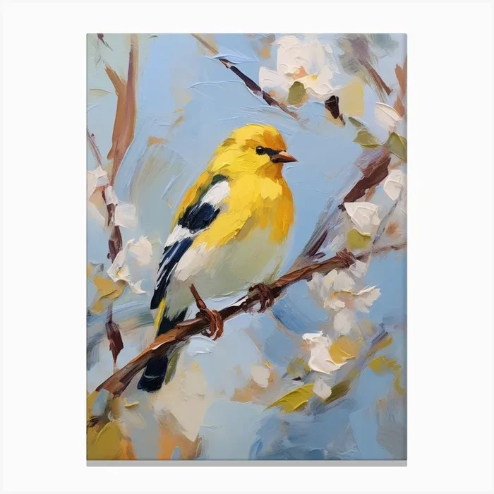 Bird Painting American Goldfinch 1 Canvas Print by Feathered Muse