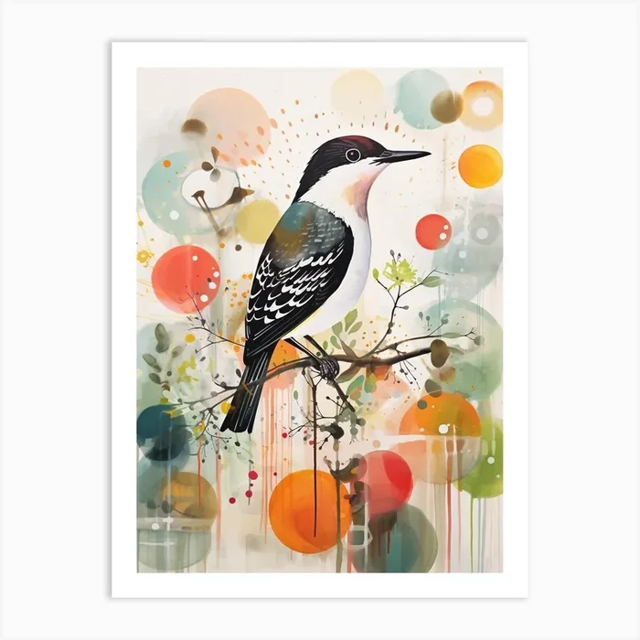 Bird Painting Collage Dipper 1 Art Print by Feathered Muse